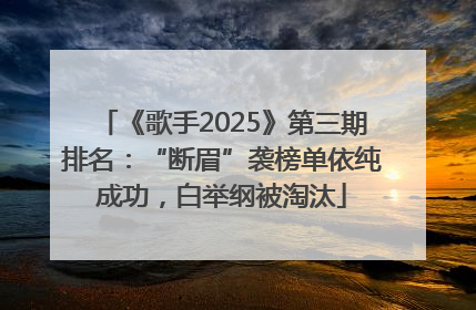 《歌手2025》第三期排名：“断眉”袭榜单依纯成功，白举纲被淘汰