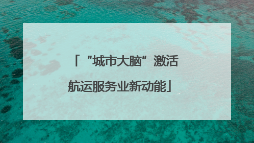 “城市大脑”激活航运服务业新动能
