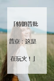 特朗普批普京：这是在玩火！