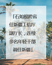 石如根跨省任新疆工信厅副厅长，连续多名年轻干部调任新疆