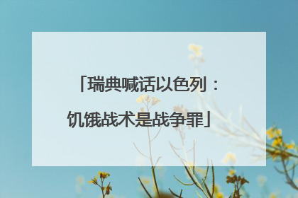 瑞典喊话以色列：饥饿战术是战争罪