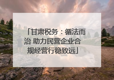 甘肃税务：循法而治 助力民营企业合规经营行稳致远