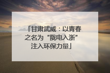 甘肃武威：以青春之名为“陇电入浙”注入环保力量