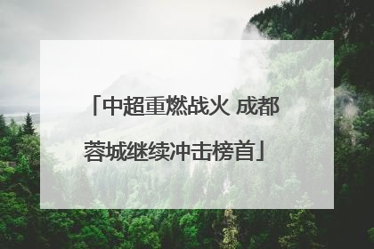 中超重燃战火 成都蓉城继续冲击榜首