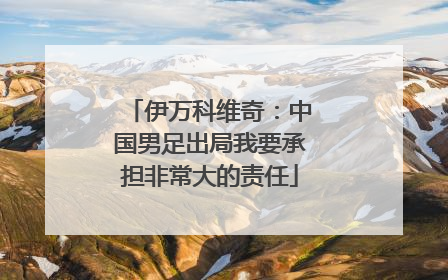 伊万科维奇：中国男足出局我要承担非常大的责任