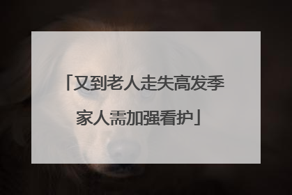 又到老人走失高发季 家人需加强看护