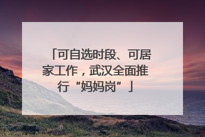 可自选时段、可居家工作，武汉全面推行“妈妈岗”