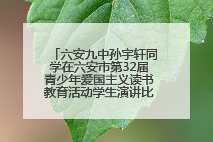 六安九中孙宇轩同学在六安市第32届青少年爱国主义读书教育活动学生演讲比赛中荣获一等奖