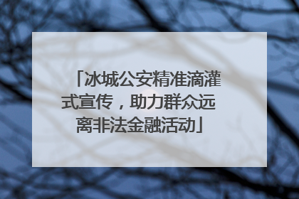 冰城公安精准滴灌式宣传，助力群众远离非法金融活动