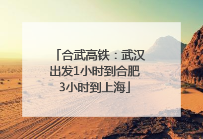 合武高铁：武汉出发1小时到合肥3小时到上海