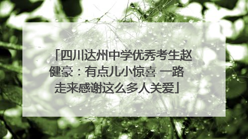四川达州中学优秀考生赵健豪：有点儿小惊喜 一路走来感谢这么多人关爱