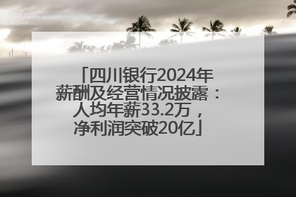 四川银行2024年薪酬及经营情况披露：人均年薪33.2万，净利润突破20亿