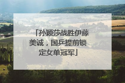 孙颖莎战胜伊藤美诚，国乒提前锁定女单冠军