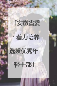 安徽省委：着力培养选拔优秀年轻干部