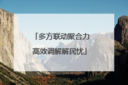 多方联动聚合力 高效调解解民忧