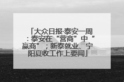 大众日报·泰安一周：泰安在“营商”中“赢商”；新泰就业、宁阳夏收工作上要闻