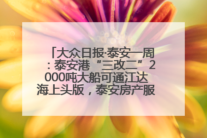大众日报·泰安一周：泰安港“三改二”2000吨大船可通江达海上头版，泰安房产服务改革经验全省推广