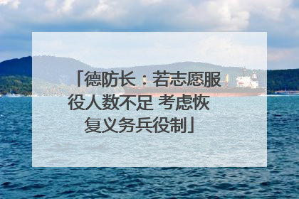 德防长：若志愿服役人数不足 考虑恢复义务兵役制