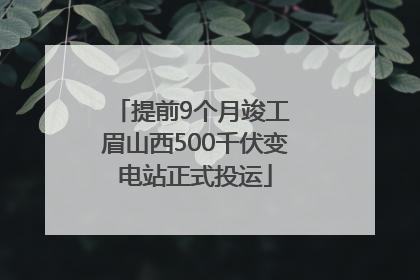 提前9个月竣工 眉山西500千伏变电站正式投运