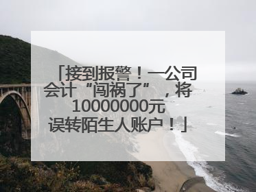 接到报警！一公司会计“闯祸了”，将10000000元误转陌生人账户！
