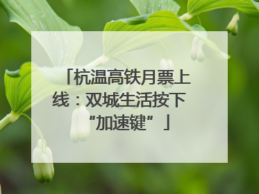 杭温高铁月票上线：双城生活按下“加速键”