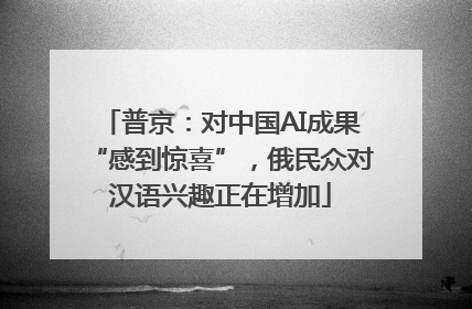 普京：对中国AI成果“感到惊喜”，俄民众对汉语兴趣正在增加