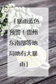 暴雨蓝色预警！贵州东南部等地局地有大暴雨