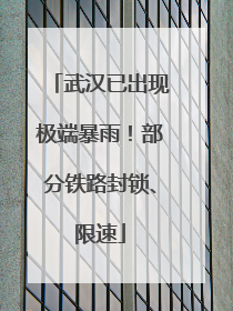 武汉已出现极端暴雨！部分铁路封锁、限速