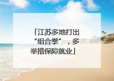 江苏多地打出“组合拳”，多举措保障就业