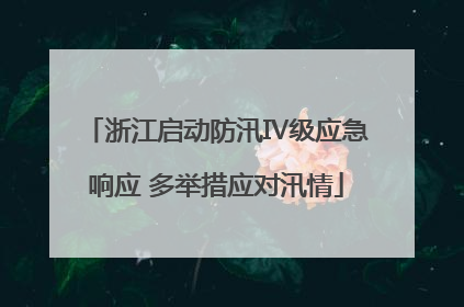 浙江启动防汛Ⅳ级应急响应 多举措应对汛情
