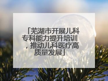 芜湖市开展儿科专科能力提升培训，推动儿科医疗高质量发展