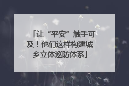让“平安”触手可及！他们这样构建城乡立体巡防体系
