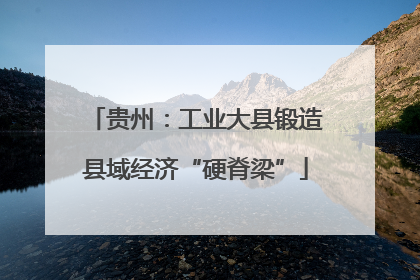 贵州：工业大县锻造县域经济“硬脊梁”