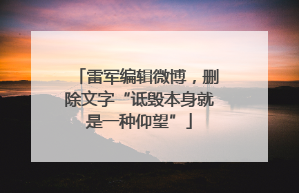 雷军编辑微博，删除文字“诋毁本身就是一种仰望”
