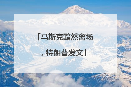马斯克黯然离场，特朗普发文