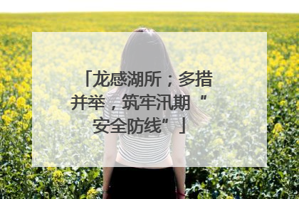 龙感湖所；多措并举，筑牢汛期“安全防线”