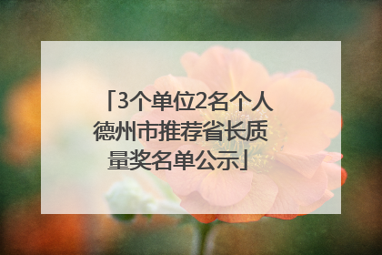 3个单位2名个人 德州市推荐省长质量奖名单公示