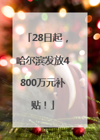 28日起，哈尔滨发放4800万元补贴！