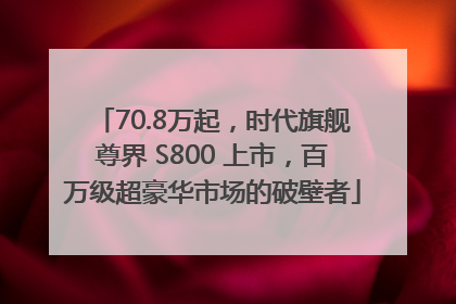 70.8万起，时代旗舰尊界 S800 上市，百万级超豪华市场的破壁者