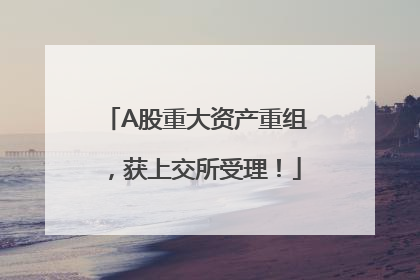 A股重大资产重组，获上交所受理！