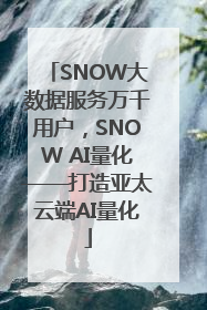 SNOW大数据服务万千用户，SNOW AI量化——打造亚太云端AI量化